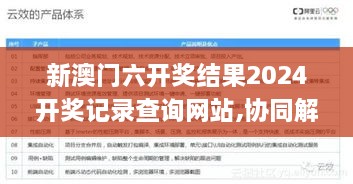 新澳门六开奖结果2024开奖记录查询网站,协同解答解释落实_RCD4.27.60电商版