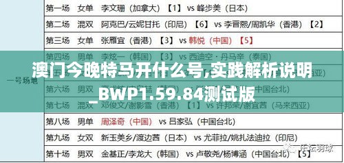 澳门今晚特马开什么号,实践解析说明_BWP1.59.84测试版