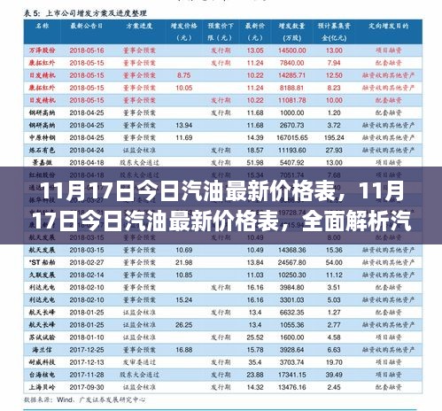 最新汽油价格表及市场走势解析（11月17日）