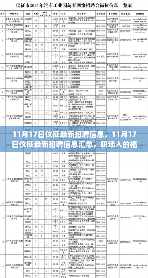 11月17日仪征最新招聘信息汇总，职场人的机会与挑战，把握未来