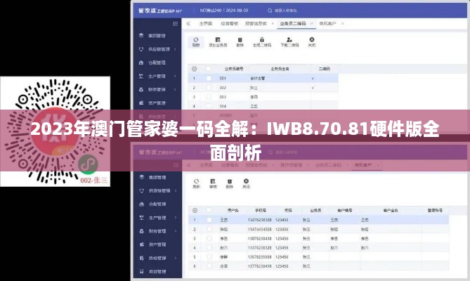 2023年澳门管家婆一码全解：IWB8.70.81硬件版全面剖析