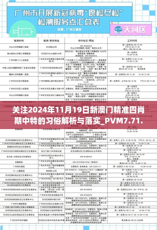 关注2024年11月19日新澳门精准四肖期中特的习俗解析与落实_PVM7.71.70版