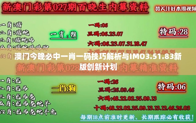 澳门今晚必中一肖一码技巧解析与IMO3.51.83新版创新计划