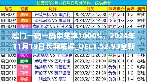 澳门一码一码中奖率1000%，2024年11月19日长期解读_OEL1.52.93全新版本