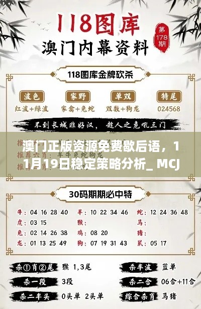 澳门正版资源免费歇后语，11月19日稳定策略分析_ MCJ2.21.60定制版