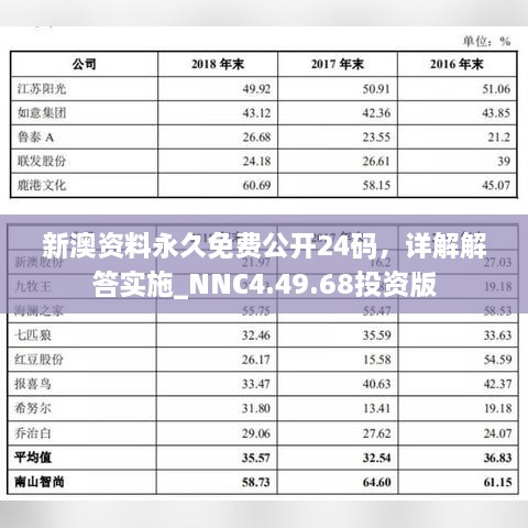 新澳资料永久免费公开24码，详解解答实施_NNC4.49.68投资版