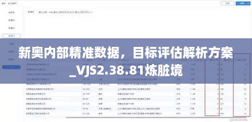 新奥内部精准数据，目标评估解析方案_VJS2.38.81炼脏境