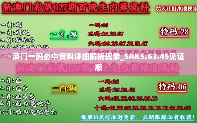 澳门一码必中资料详细解析现象_SAK5.63.45见证版