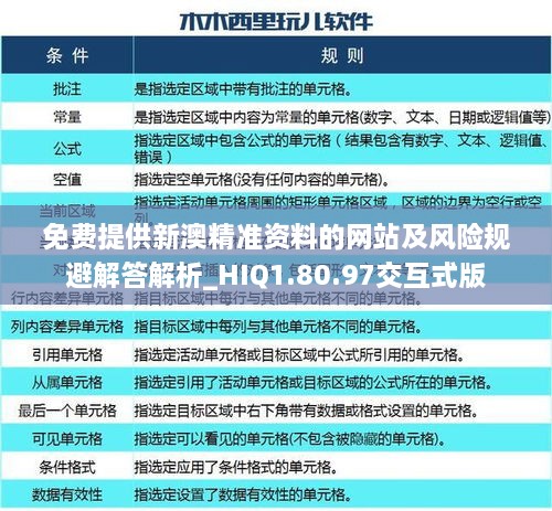 免费提供新澳精准资料的网站及风险规避解答解析_HIQ1.80.97交互式版