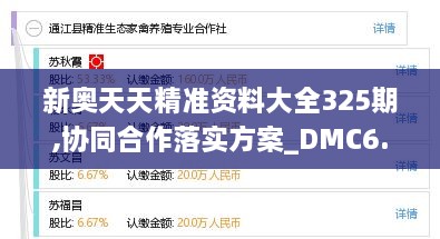 新奥天天精准资料大全325期,协同合作落实方案_DMC6.73.96无限版