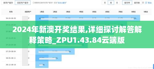 2024年新澳开奖结果,详细探讨解答解释策略_ZPU1.43.84云端版