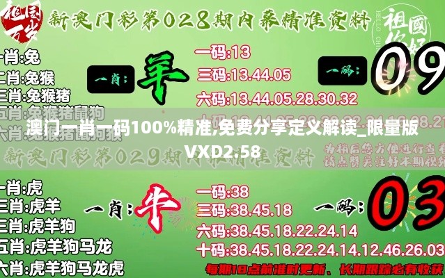 澳门一肖一码100%精准,免费分享定义解读_限量版VXD2.58