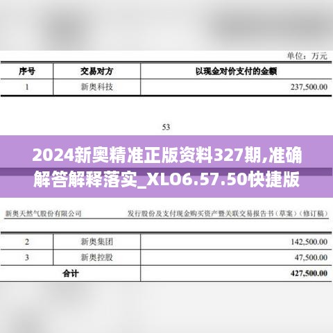 2024新奥精准正版资料327期,准确解答解释落实_XLO6.57.50快捷版