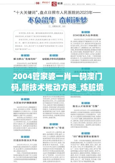 2004管家婆一肖一码澳门码,新技术推动方略_炼脏境XMA6.60