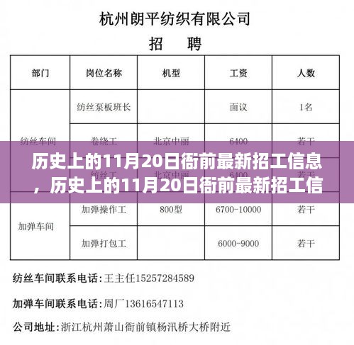 历史上的11月20日衙前招工信息深度解析与评测，最新招工信息一览无余