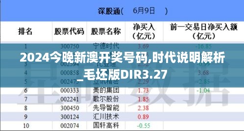 2024今晚新澳开奖号码,时代说明解析_毛坯版DIR3.27