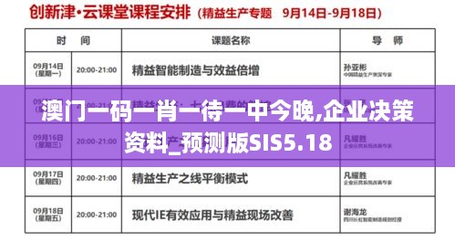 澳门一码一肖一待一中今晚,企业决策资料_预测版SIS5.18