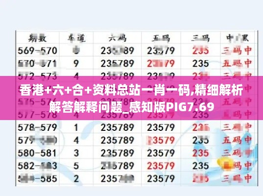 香港+六+合+资料总站一肖一码,精细解析解答解释问题_感知版PIG7.69