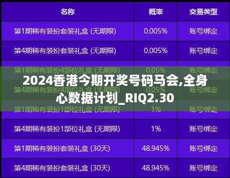 2024香港今期开奖号码马会,全身心数据计划_RIQ2.30