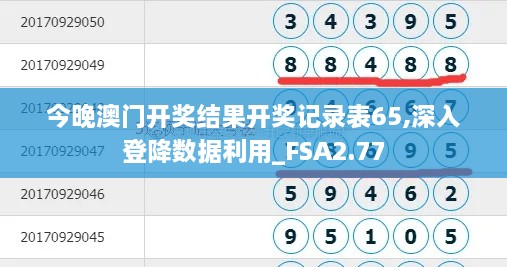 今晚澳门开奖结果开奖记录表65,深入登降数据利用_FSA2.77