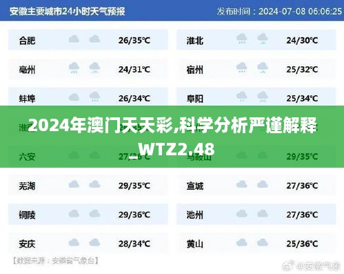 2024年澳门天天彩,科学分析严谨解释_WTZ2.48