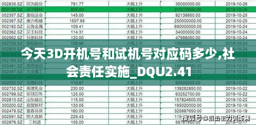 今天3D开机号和试机号对应码多少,社会责任实施_DQU2.41