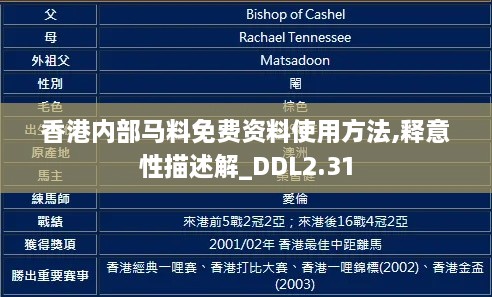 香港内部马料免费资料使用方法,释意性描述解_DDL2.31