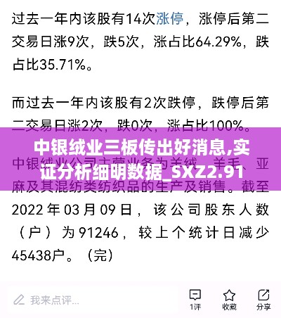 中银绒业三板传出好消息,实证分析细明数据_SXZ2.91