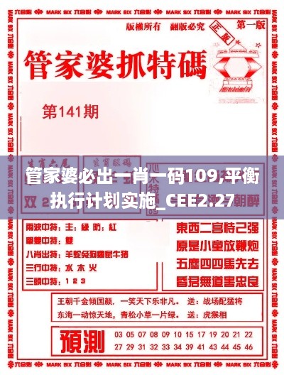 管家婆必出一肖一码109,平衡执行计划实施_CEE2.27