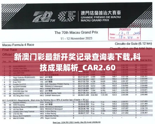 新澳门彩最新开奖记录查询表下载,科技成果解析_CAR2.60