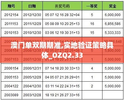 澳门单双期期准,实地验证策略具体_OZQ2.33