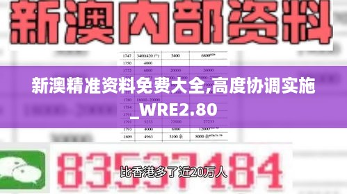 新澳精准资料免费大全,高度协调实施_WRE2.80