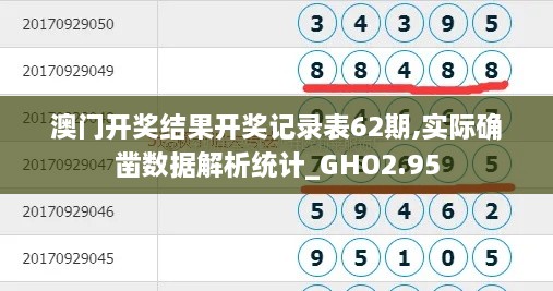 澳门开奖结果开奖记录表62期,实际确凿数据解析统计_GHO2.95