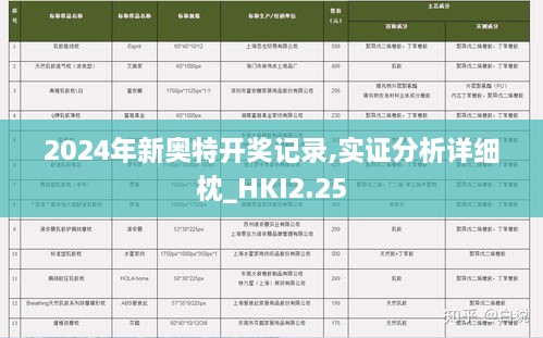 2024年新奥特开奖记录,实证分析详细枕_HKI2.25