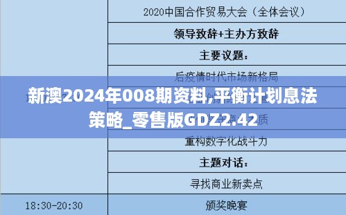 新澳2024年008期资料,平衡计划息法策略_零售版GDZ2.42