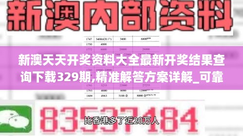 新澳天天开奖资料大全最新开奖结果查询下载329期,精准解答方案详解_可靠版PTC11.95