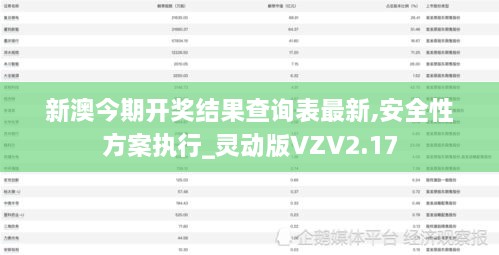 新澳今期开奖结果查询表最新,安全性方案执行_灵动版VZV2.17