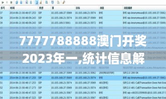 7777788888澳门开奖2023年一,统计信息解析说明_先锋科技HTJ2.62