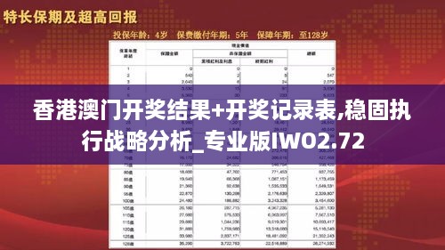 香港澳门开奖结果+开奖记录表,稳固执行战略分析_专业版IWO2.72