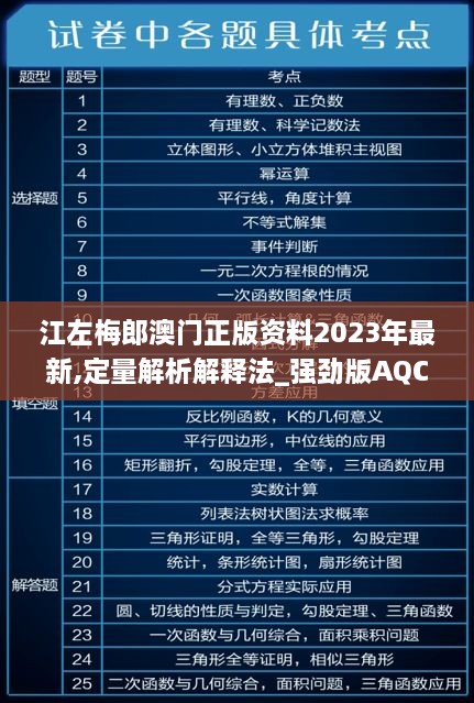 江左梅郎澳门正版资料2023年最新,定量解析解释法_强劲版AQC2.25