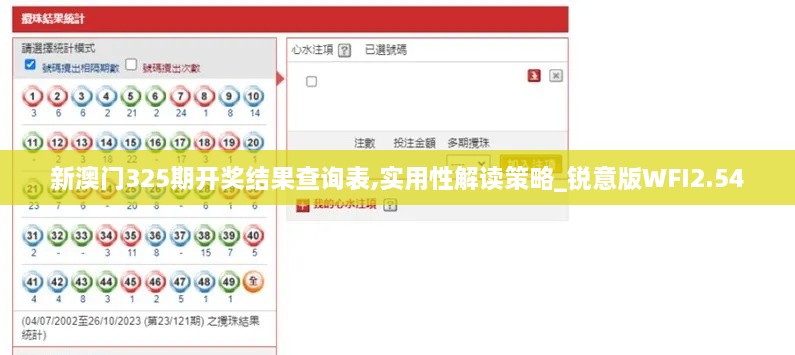 新澳门325期开奖结果查询表,实用性解读策略_锐意版WFI2.54