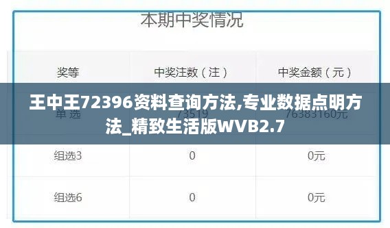 王中王72396资料查询方法,专业数据点明方法_精致生活版WVB2.7