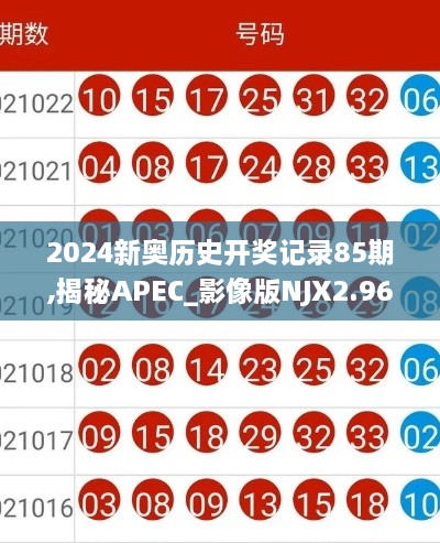 2024新奥历史开奖记录85期,揭秘APEC_影像版NJX2.96