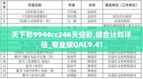 天下彩9944cc246天空彩,综合计划评估_专业版QAL9.41