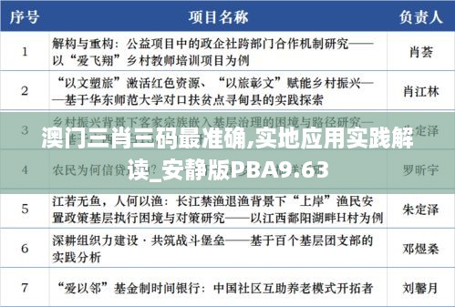 澳门三肖三码最准确,实地应用实践解读_安静版PBA9.63