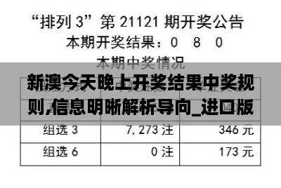 新澳今天晚上开奖结果中奖规则,信息明晰解析导向_进口版RMQ9.91