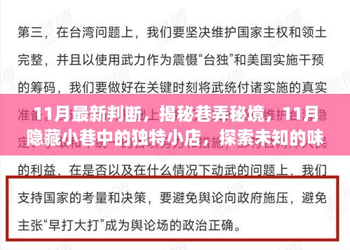 揭秘巷弄秘境，探索隐藏小巷的独特小店，品味未知的味蕾奇迹（11月最新）