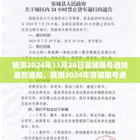 深度解读与前瞻性思考，容城限号通知最新动态及预测分析（2024年11月28日最新通知）