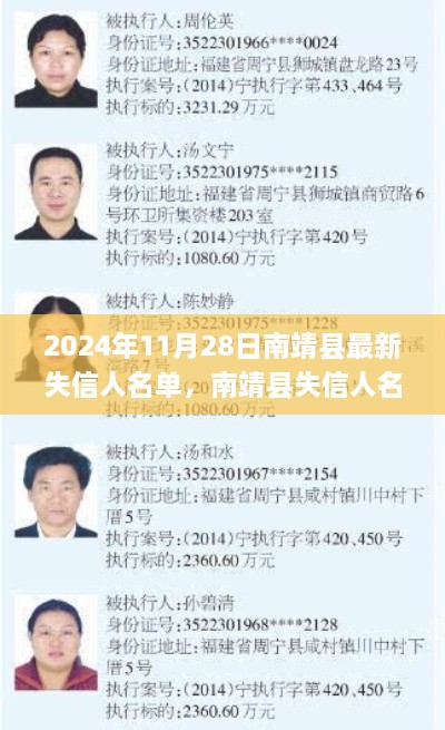 南靖县失信人名单曝光，警钟长鸣，失信事件与影响聚焦揭秘（最新更新）