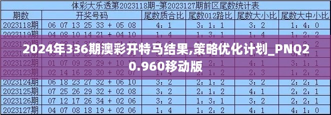 2024年336期澳彩开特马结果,策略优化计划_PNQ20.960移动版